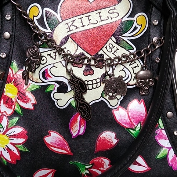 Ed Hardy Black Floral Women's Bag - Picture 3 of 8